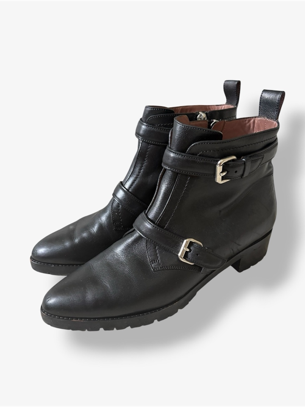 Tabitha Simmons Windle Black Leather Pointed Toe Ankle Boots